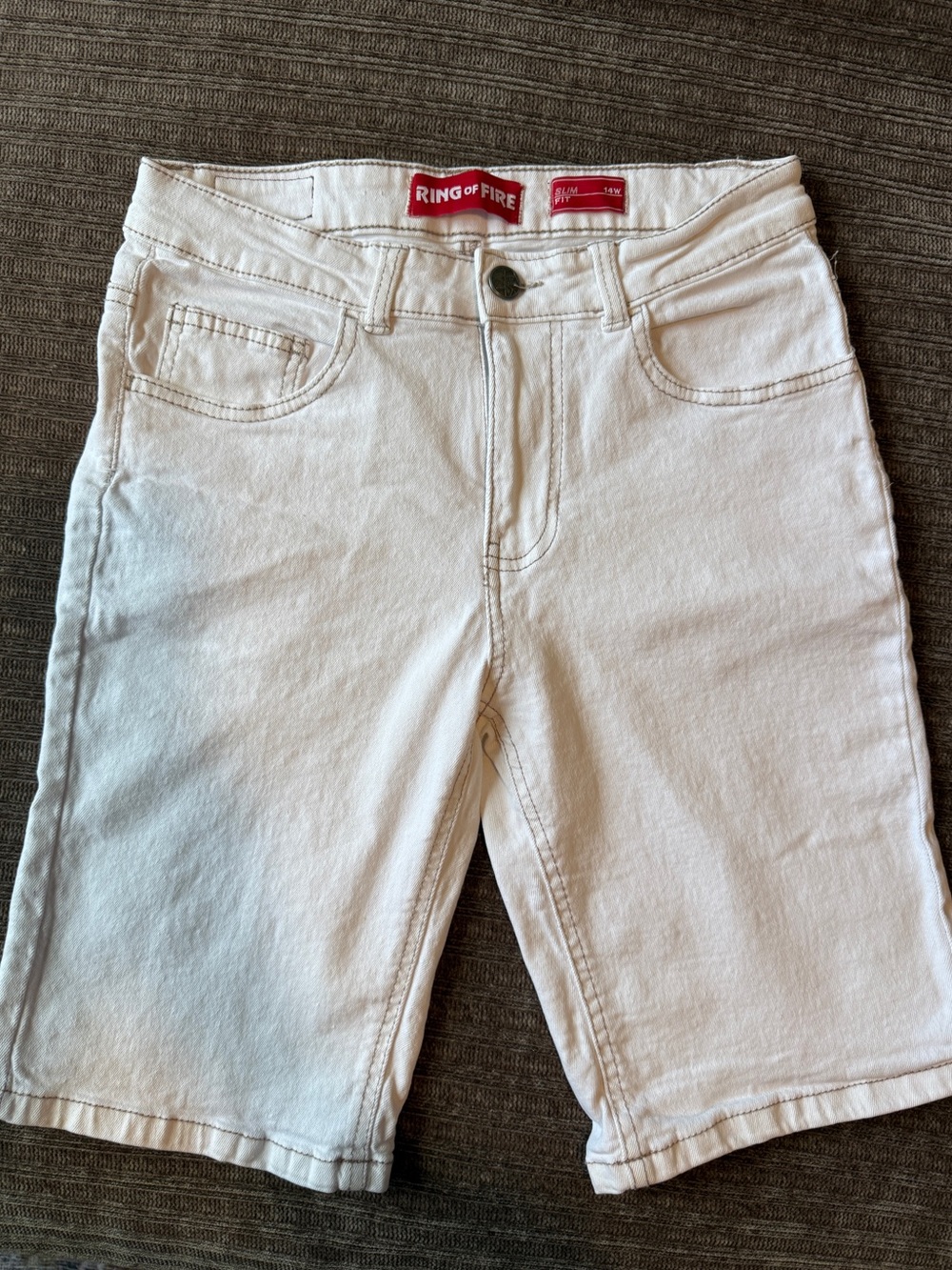 Ring of Fire White Boy’s Denim Shorts - Slim Fit .Sz 14W